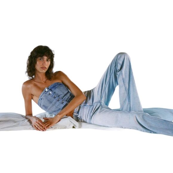 ZARA | Light Blue | HIGH-WAISTED FULL LENGTH Z1975 FLARED JEANS - Picture 9 of 10